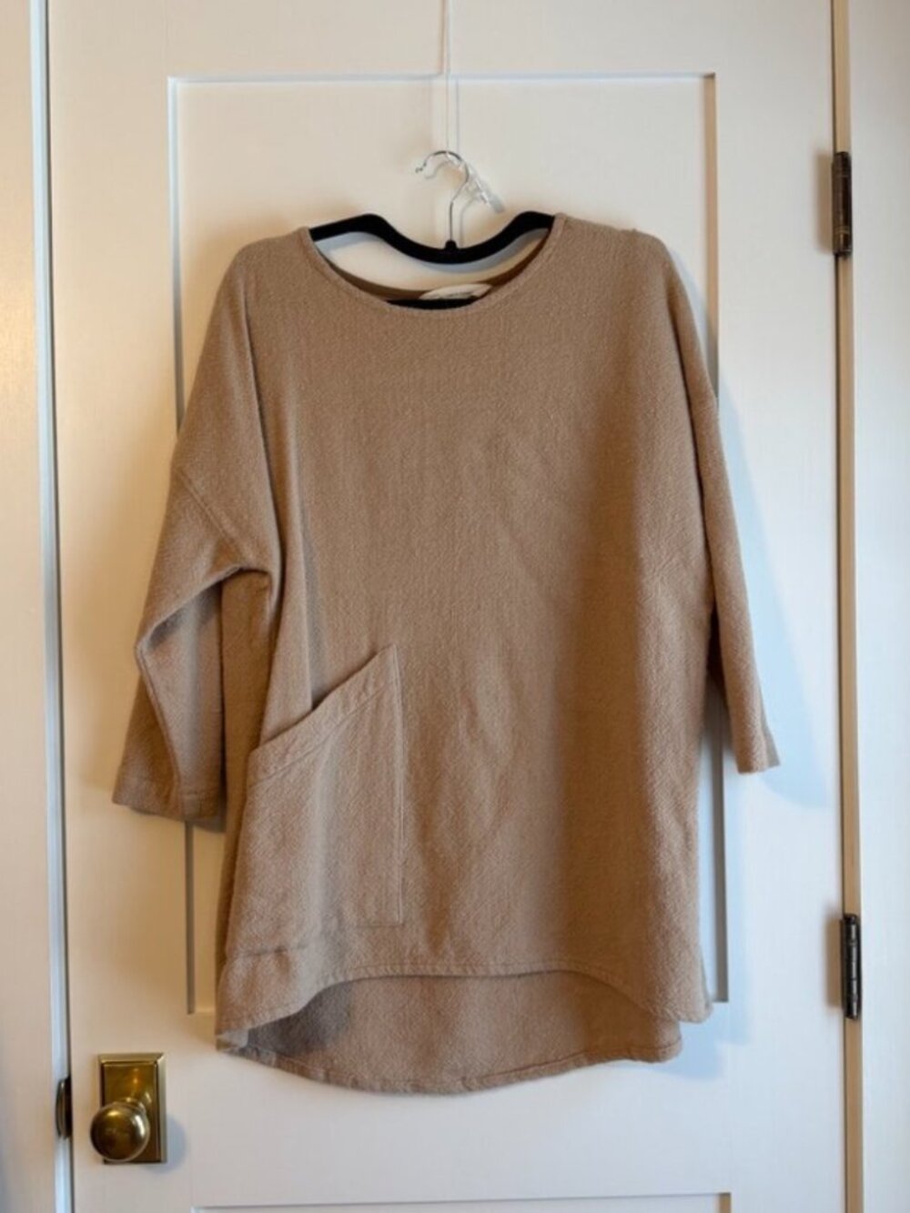 Elizabeth Suzann Harper Tunic in lightweight fawn wool - OSM.
